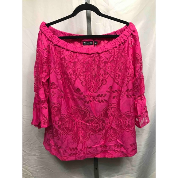 NY & Company Tops - NY C Design Studio Off Shoulder Lace Top Bright Pink XL 343